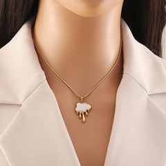 Cloud Mother Of Pearl White 18K Gold Stainless Steel Anti Tarnish Snake Chain Pendant Earring Set For Women