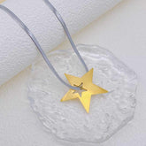 Two Tone Star 18K Gold Silver Stainless Steel Anti Tarnish Snake Chain Necklace For Women