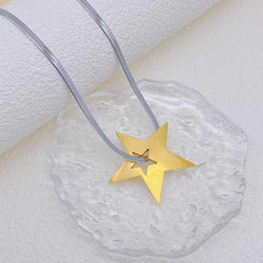 Two Tone Star 18K Gold Silver Stainless Steel Anti Tarnish Snake Chain Necklace For Women