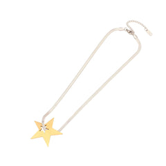 Two Tone Star 18K Gold Silver Stainless Steel Anti Tarnish Snake Chain Necklace For Women