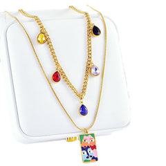 Enamel Multicolour 18K Gold Stainless Steel Anti Tarnish Necklace Earring Set For Kids Women