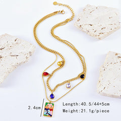Enamel Multicolour 18K Gold Stainless Steel Anti Tarnish Necklace Earring Set For Kids Women