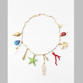 Beach Aquarium Ocean Animals Enamel Multicolour 18K Gold Alloy Charm Necklace For Women