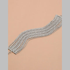 Studded Rhinestone Silver Anti Tarnish Necklace For Women