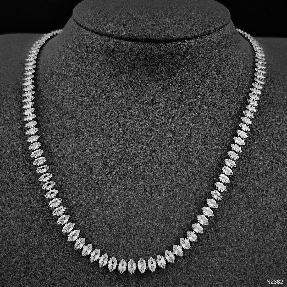Marquise Silver Cubic Zirconia Chain Necklace For Women