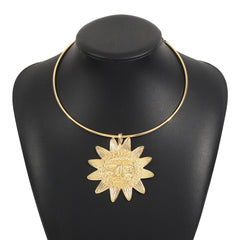 Star Sun Face 18K Gold Hasli Collar Necklace For Women