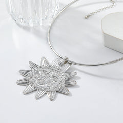 Star Sun Face 18K Gold Hasli Collar Necklace For Women