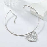 Heart Face Silver Hasli Collar Necklace For Women