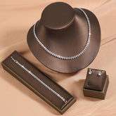 Drop Solitaire Cubic Zirconia Silver Anti Tarnish Tennis Necklace Bracelet Earring Set For Women