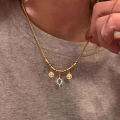 Sun Tree 18K Gold Gemstone Anti Tarnish Snake Chain Necklace For Women