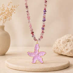 Natural Gemstone Chip Gold Beads Anti Tarnish Stainless Steel Necklace