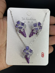Multi Color Ice Cream Rose Silver Gold Copper Necklace Earring Set Women