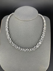 White Teardrop Silver Cubic Zirconia Copper Necklace For Women