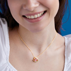 Elegant Heart Shape Rose Silver Gold CZ Anti Tarnish Brass Necklace