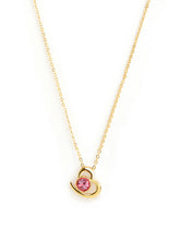 Elegant Heart Shape Rose Silver Gold CZ Anti Tarnish Brass Necklace