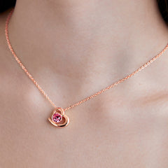 Elegant Heart Shape Rose Silver Gold CZ Anti Tarnish Brass Necklace