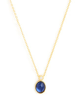 Stylish Oval Blue Rose Silver Gold CZ Anti Tarnish Brass Necklace