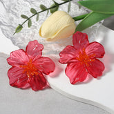 Acrylic Transparent Flower Orange Dangler Stud Earring For Women