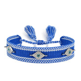 Evil Eye 18K Gold Blue Thread Cotton Adjustable Bracelet For Women
