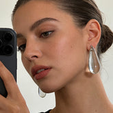 Minimalist Teardrop Transparent Silver Plated Crystal Drop Earrings