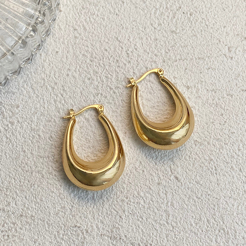 Gold Plated Anti Tarnish Stainless Steel Minimal Hoop Earrings