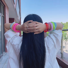 Geometric Red Green Blue Pink Acrylic Glossy Kada Bangle Bracelet For Women