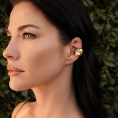 Minimal Teardrop Gold Plated CZ Stainless Steel Pair Ear Cuff