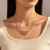 Gold Triple Crescent Layered Anti Tarnish Copper For Women