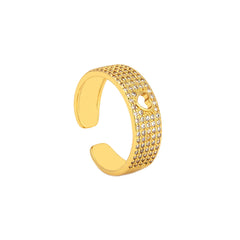 Heart 18K Gold CZ On Surface Anti Tarnish Free Size Ring
