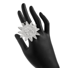 Star Sun Face 18K Gold Silver Big Free Size Ring For Women
