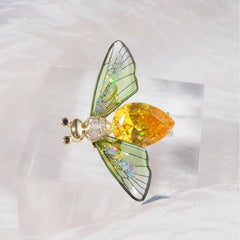 Multi Color Butterfly Gold Crystal Brooch For Women