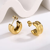 Tiny Glossy Classic 18K Gold Silver Hoop Stud Earring For Women