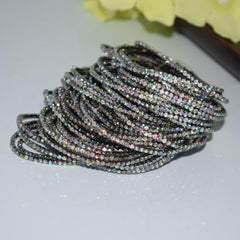 18K Gold Silver Multi Rhinestone Bracelet Bangle Adjustable For Women