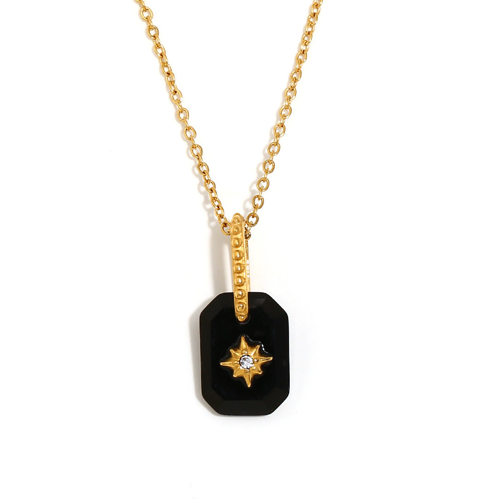 Star Black 18K Gold Acrylic Necklace Pendant Chain For Women