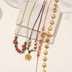 Ocean Shell Flower Evil Eye Beads Multi Thread Necklace For Women