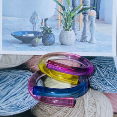 Multicolour Acrylic Resin Yellow Blue Purple Transparent Kada Bangle Bracelet For Women