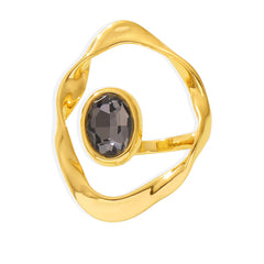 Rop Oval Jet Black Black Silver Anti Tarnish Free Silver Ring For Women