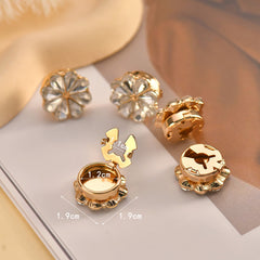 Flower 18K Gold Kundan Anti Tarnish Single Shirt Butt On Cover For Unisex