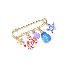 Multi Color Ocean Safety Pin Gold Enamel Brooch For Women