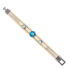 Evil Eye Multi Layer Blue Brown Anti Tarnish Wrist Band Leather Bracelet For Woman Men