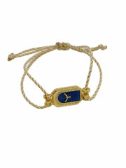 Evil Eye Bird Star Thread 18K Gold Cubic Zirconia Adjustable Bracelet for Women