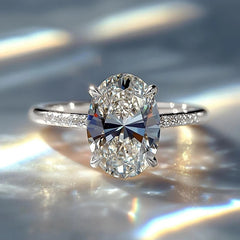 Gold Silver Oval Cubic Zirconia Copper Anti Tarnish Size Ring For Women