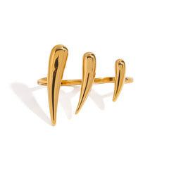 pointy 18K Gold Anti Tarnish Stainless Steel Dual Finger Ring For Women