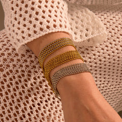 18K Gold Silver Stainless Steel Anti Tarnish Multilayer Bracelet For Women