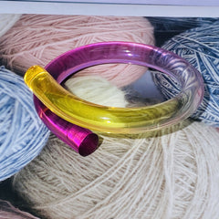 Multicolour Acrylic Resin Yellow Blue Purple Transparent Kada Bangle Bracelet For Women