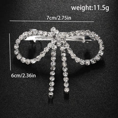 Bow 18K Gold Silver Cubic Zirconia Anti Tarnish Hair Clip Hair Accessories For Women