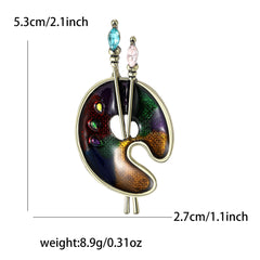 Multi Color Artistic Paint Tray Gold Enamel Brooch For Women