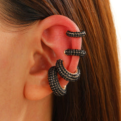 Cubic Zirconia Multi Gemstone 18K Gold Anti Tarnish Stud Ear Cuff Earring Pack Of 4 For Women