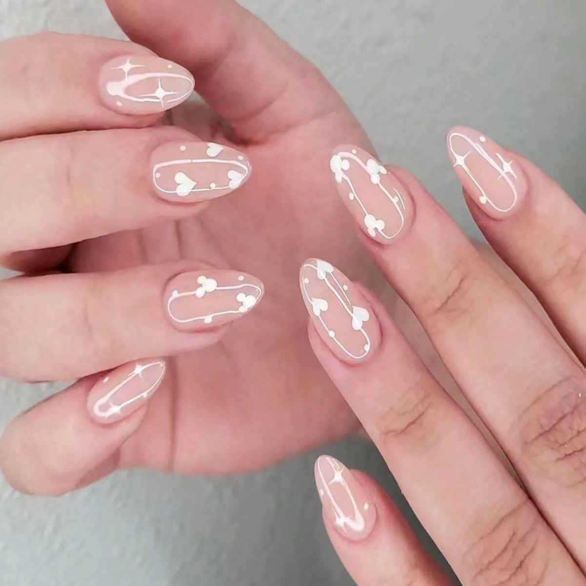 Heart Star Baby Pink Finger Nail Pack Of 1 + Extra 14 For Women