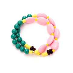 Colorful Layered Gemstone Gold Plated Beads Bracelet For Women